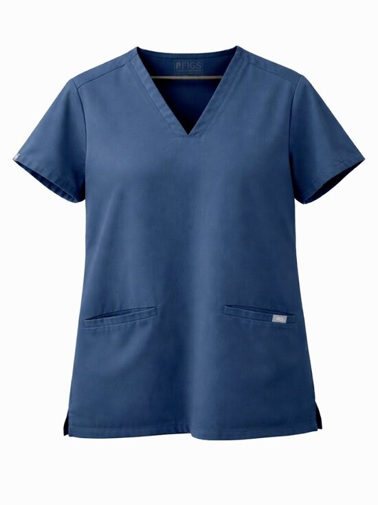 Figs Tops - FIGS Casma Scrub Top Womens M Blue V Neck Medical Uniform Healthcare
